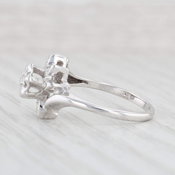 Light Gray Vintage 0.26ctw VS2 Diamond Engagement Ring 14k 10k White Gold Floral Size 6.25