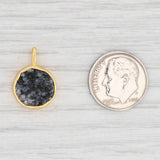 New Nina Nguyen Black Druzy Quartz Pendant Sterling Silver 22k Gold Vermeil