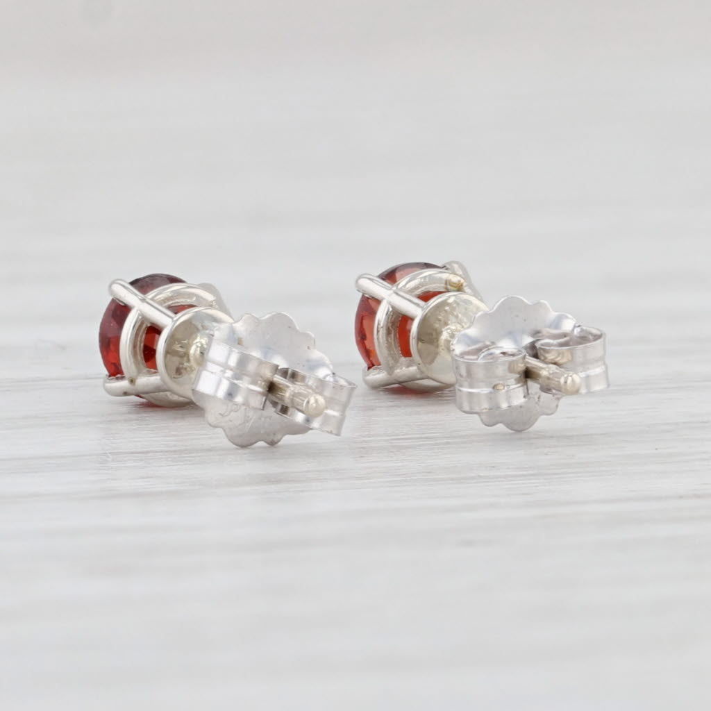 Light Gray New 0.74ctw Round Garnet Stud Earrings 14k White Gold January Birthstone