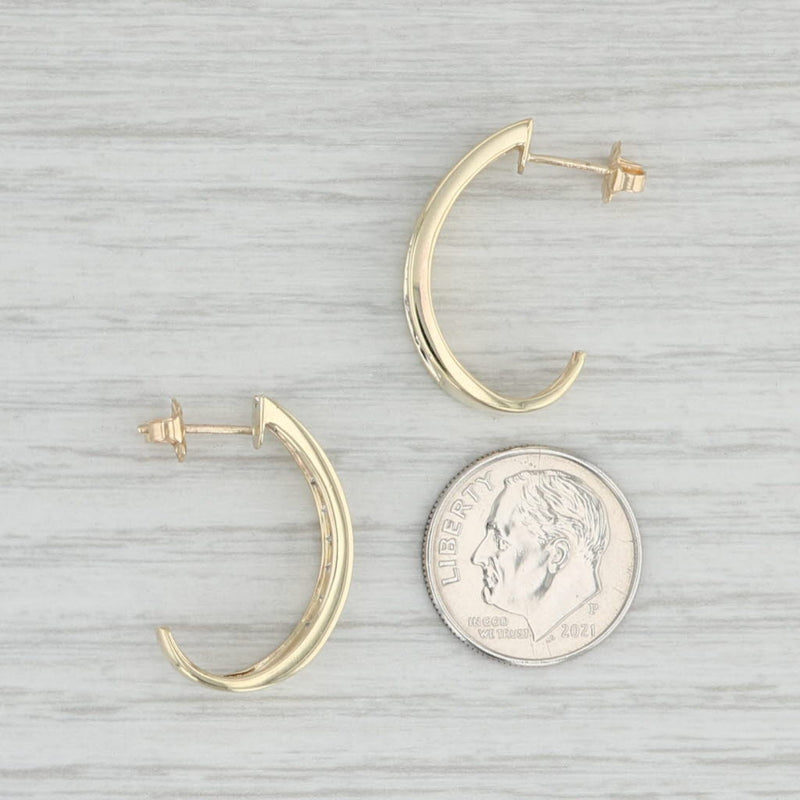 1ctw J-Hook Diamond Journey Earrings 10k Yellow Gold Pierced Drops
