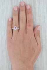 Rosy Brown 0.73ctw Pink Sapphire Diamond Halo Ring 14k White Gold Size 6.5 Engagement