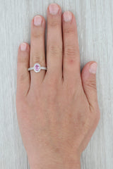 0.73ctw Pink Sapphire Diamond Halo Ring 14k White Gold Size 6.5 Engagement
