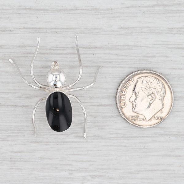 Light Gray New Spider Brooch Black Resin Sterling Silver Insect Jewelry Statement Pin