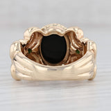 Light Gray Oval Cabochon Onyx Green Chrome Diopside Ring 14k Yellow Gold Size 6.5