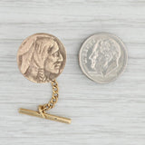 Buffalo Nickel Indian Head Inspired Design 10k Gold Tie Tac Pin Collector Gift