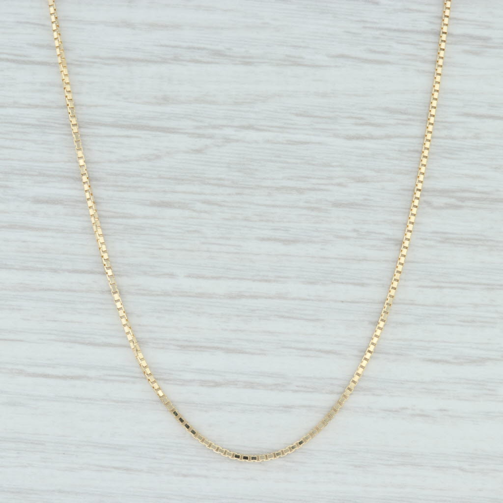 Light Gray New Box Octava Box Chain Necklace 14k Yellow Gold 18" 1.2mm