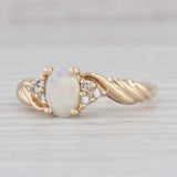 Light Gray Opal Diamond Ring 14k Yellow Gold Size 7 October Birthstone