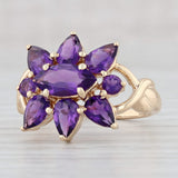 3ctw Amethyst Flower Ring 14k Yellow Gold Size 8.5 Cluster Cocktail
