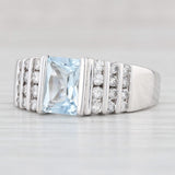 Light Gray 1.65ctw Aquamarine Diamond Ring 14k White Gold Size 8.5 March Birthstone