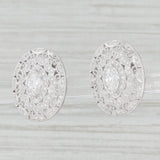 Light Gray 1.22ctw Diamond Ornate Oval Earrings 18k White Gold Non Pierced Screw Back