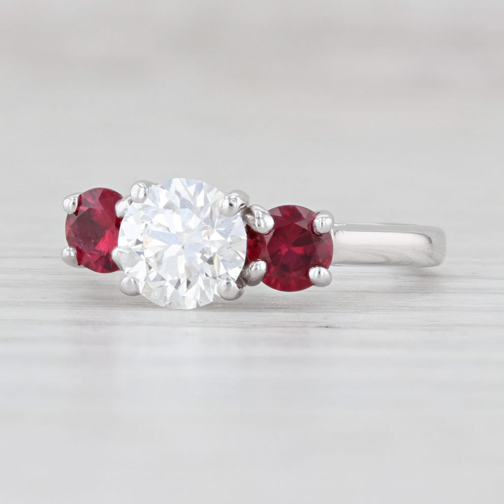 Light Gray 1.50ctw VS2 Diamond Ruby Ring 14k White Gold Size 5 Round Brilliant GIA