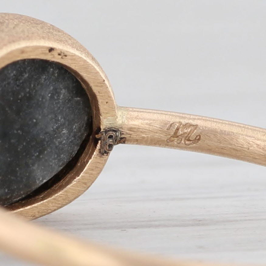 Light Gray New Nina Nguyen Black Druzy Quartz Ring Brushed 18k Yellow Gold Size 7 Solitaire