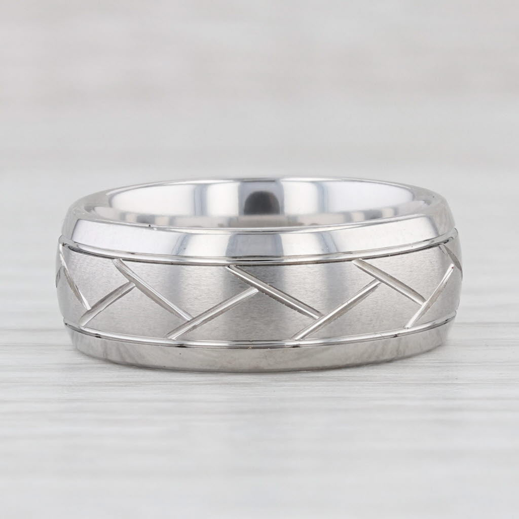 Light Gray New Crisscross Pattern Cobalt Chrome Ring Size 8 Wedding Band