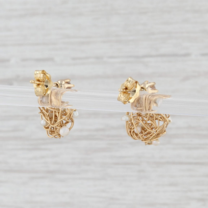 Light Gray Diamond Stud Earrings Pearl Nest Enhancer Charms 10k 18k Yellow Gold Nordstrom