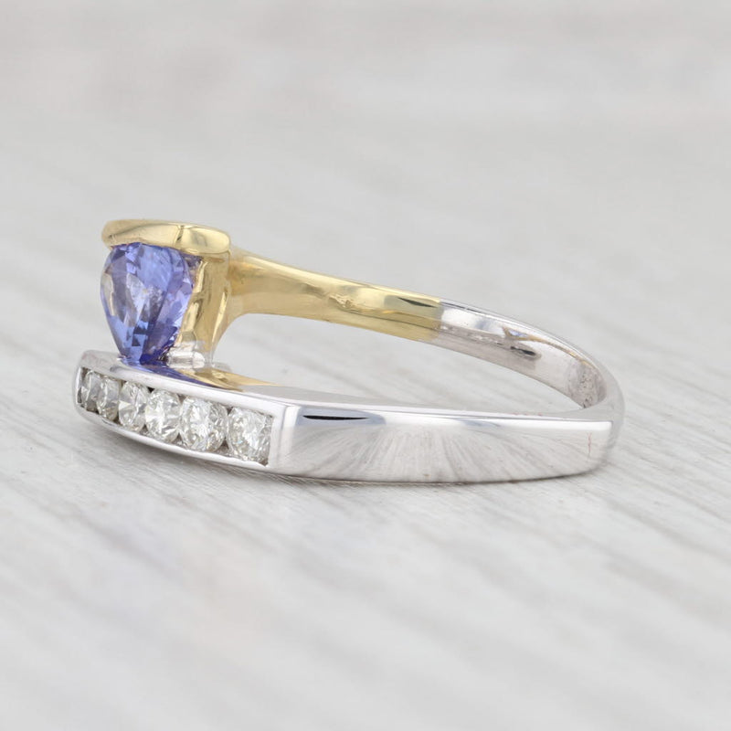 0.96ctw Tanzanite Diamond Bypass Ring 18k Yellow White Gold Size 6.5