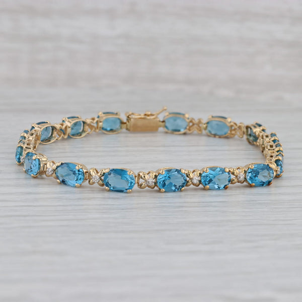 Gray 17.06ctw London Blue Topaz Diamond Tennis Bracelet 14k Yellow Gold 7.25" 5.1mm