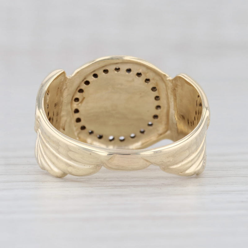 United States Coast Guard Signet Diamond Halo Ring 14k Yellow Gold Size 11.5