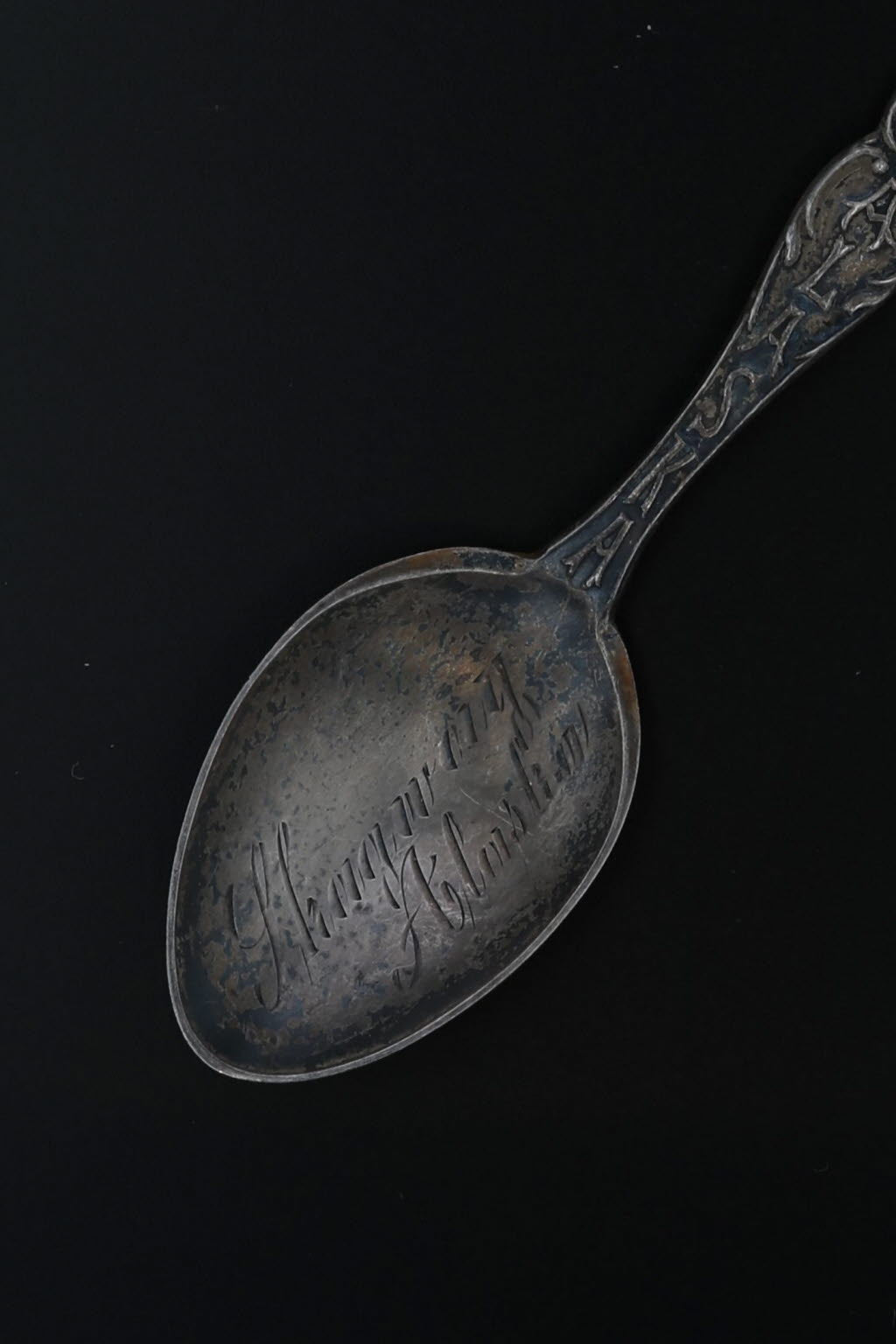 Black Antique Skagway Alaska Souvenir Spoon Sterling Silver 4” Mayer Bros