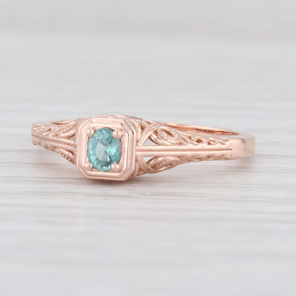 Light Gray New 0.18ct Green Alexandrite Ring 14k Rose Gold Size 6.5 Oval Solitaire Filigree