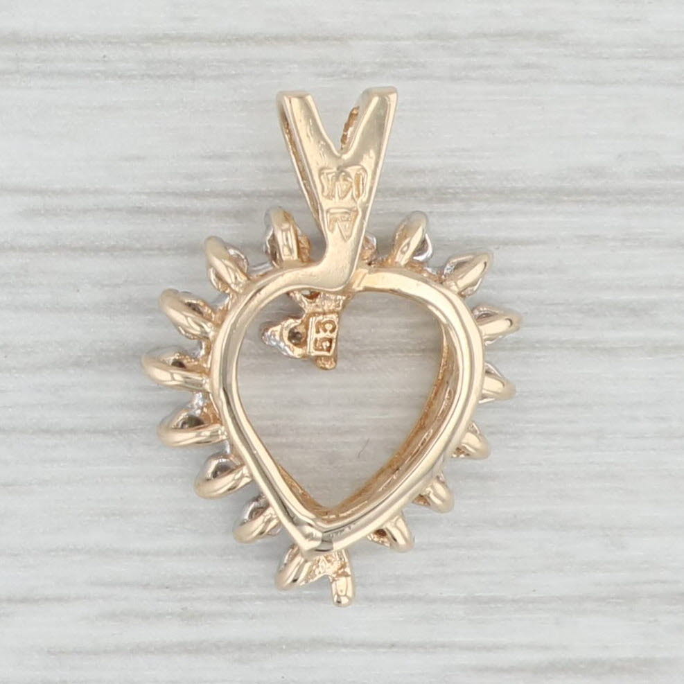 Light Gray Diamond Open Heart Pendant 14k Yellow Gold Gift Keepsake