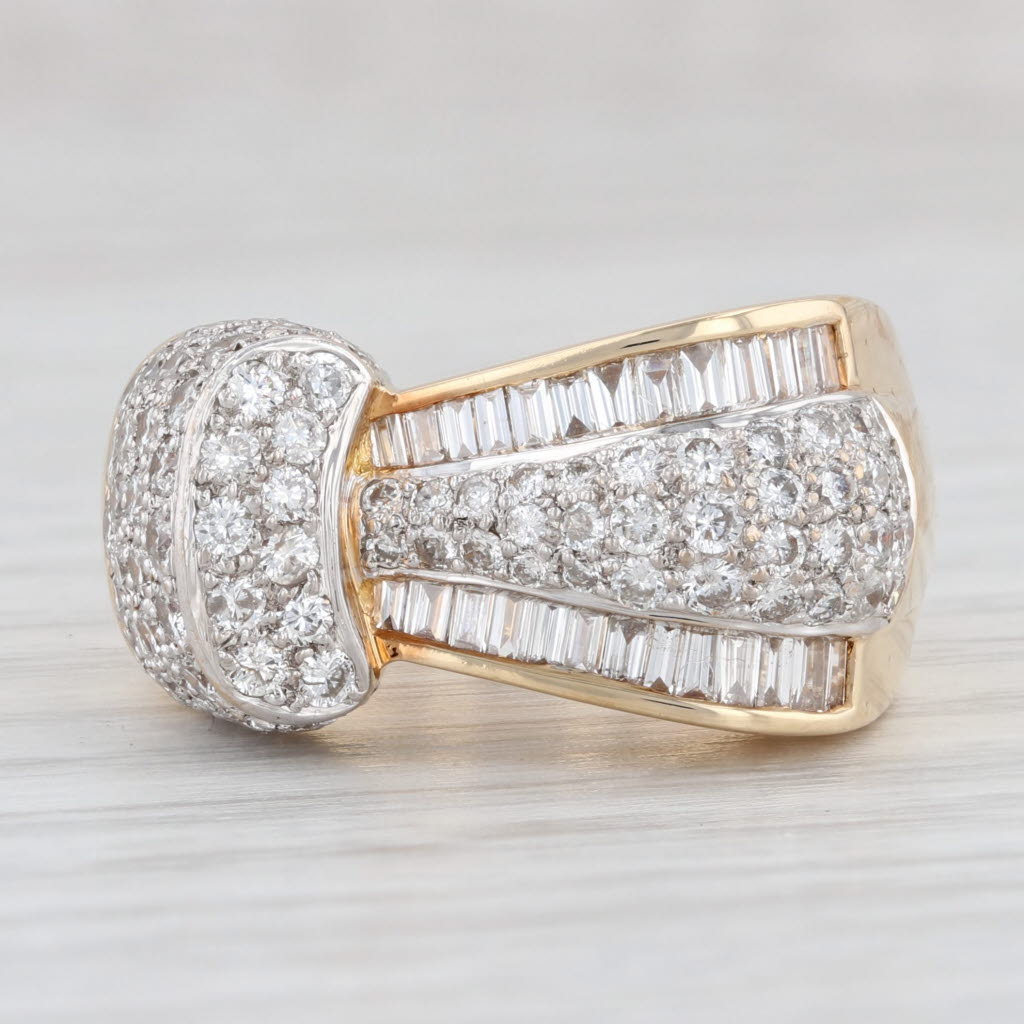 Light Gray 1.96ctw Abstract Diamond Cocktail Ring 18k Yellow Gold Size 6