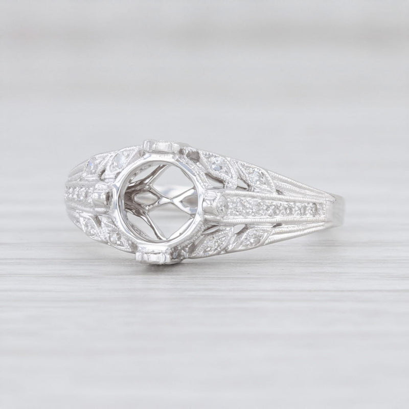 Light Gray New Beverley K Semi Mount Engagement Ring 18k Gold Cathedral Diamond Size 5.75