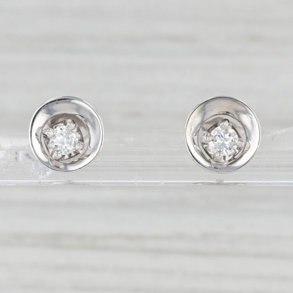 Light Gray 0.22ctw Round Diamond Solitaire Stud Earrings 14k White Gold