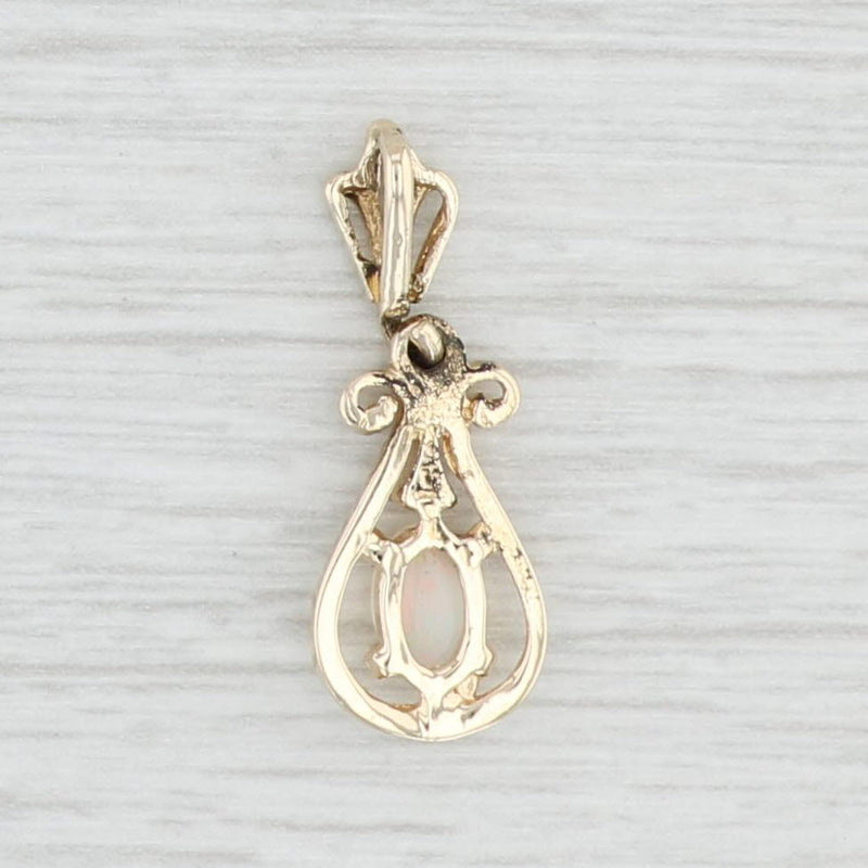Light Gray Opal Lavalier Pendant 14k Yellow Gold October Pendant Oval Cabochon Solitaire