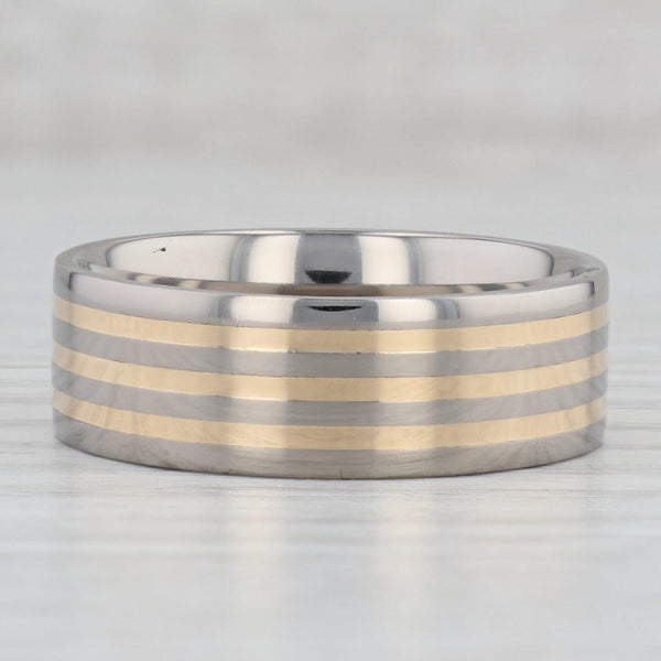 Gray New Men's Titanium Ring Size 12.5 Wedding Band 2-Toned Striped