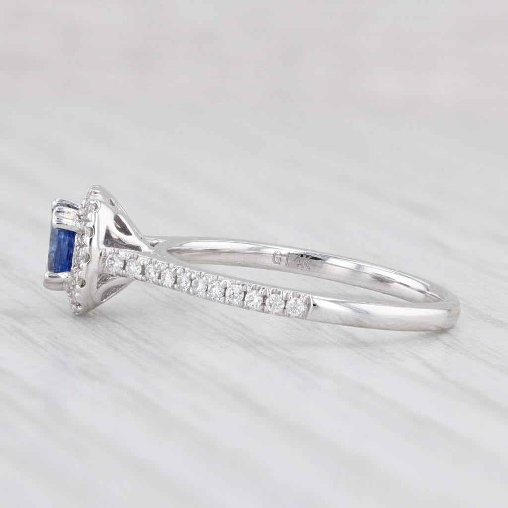 Light Gray New 0.95ctw Blue Sapphire Diamond Halo Ring 14k White Gold Engagement Size 6.75