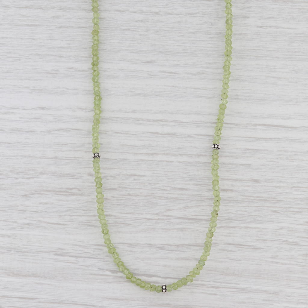 Light Gray New Nina Nguyen Harmony Necklace Peridot Bead Sterling Silver Long Adjustable