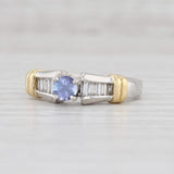 0.76ctw Tanzanite Diamond Ring 900 Platinum 18k Gold Round Engagement Size 7