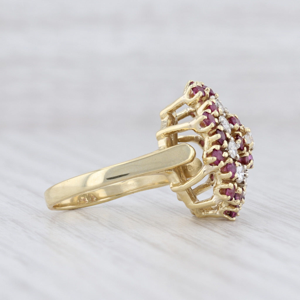 Light Gray 2.15ctw Ruby Diamond Flower Ring 18k Yellow Gold Size 8.25 Cluster Cocktail