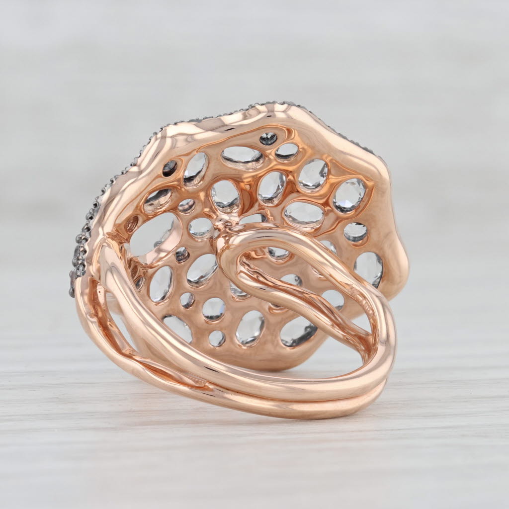 Gray New 3.66ctw White Topaz Diamond Cocktail Ring 14k Rose Gold S 7 Abstract Cluster