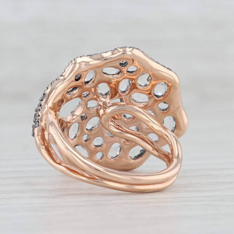 New 3.66ctw White Topaz Diamond Cocktail Ring 14k Rose Gold S 7 Abstract Cluster