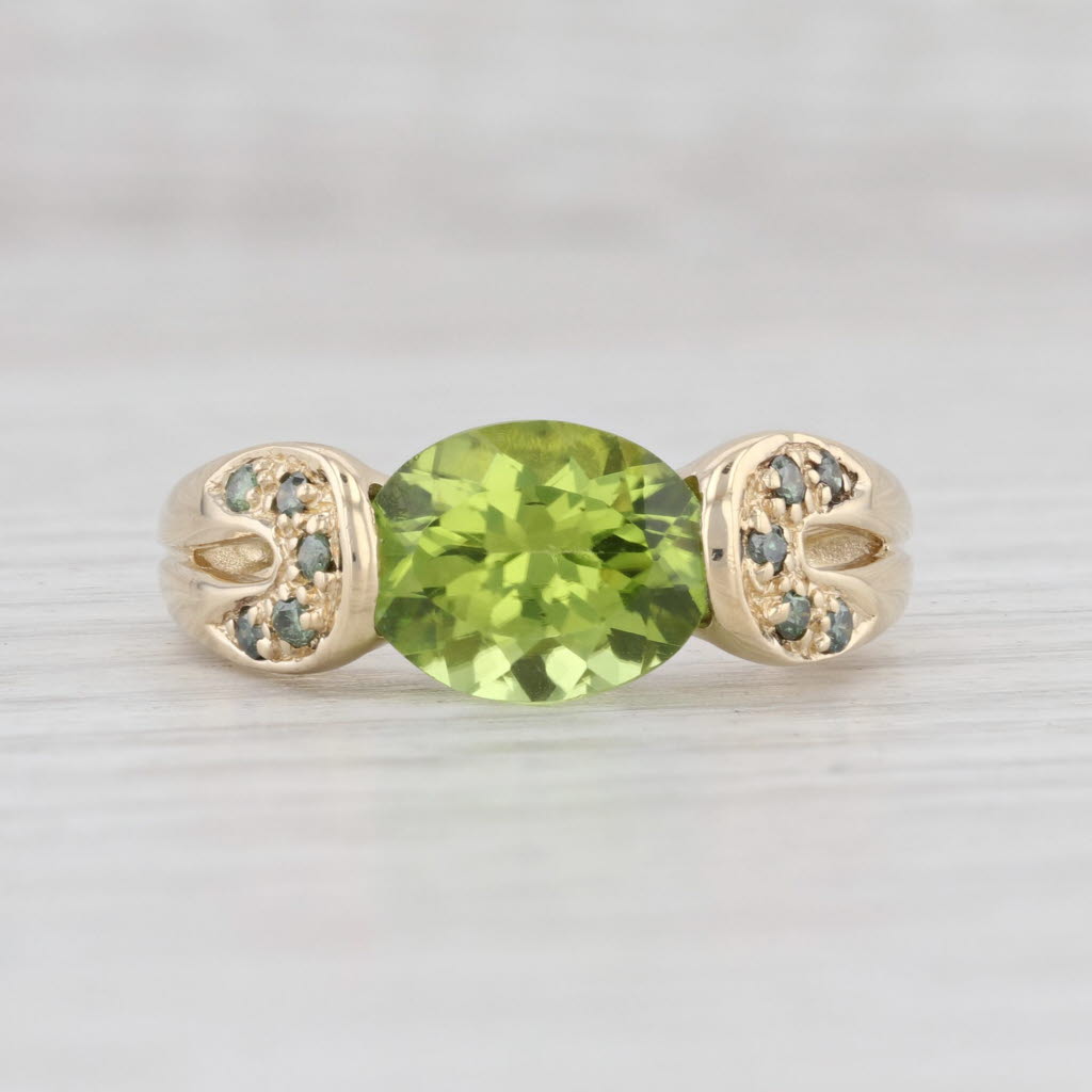 Light Gray 3.05ctw Peridot Diamond Ring 14k Yellow Gold Size 8 August Birthstone