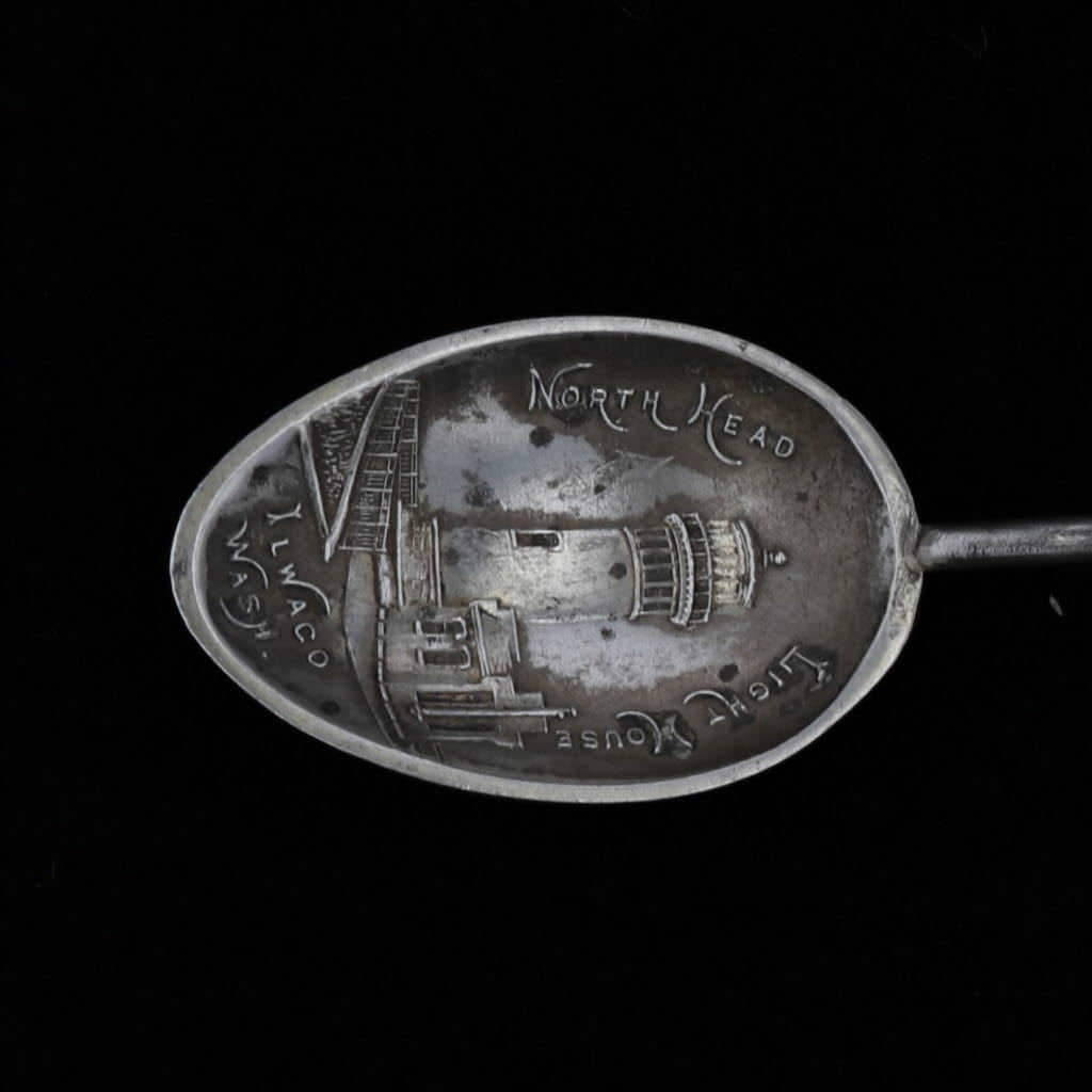 Black Vintage Souvenir Spoon Sterling Silver Ilwaco Washington North Head Fishing