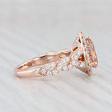 Neil Lane 1.96ctw Pear Morganite Diamond Halo Ring 14k Rose Gold Engagement