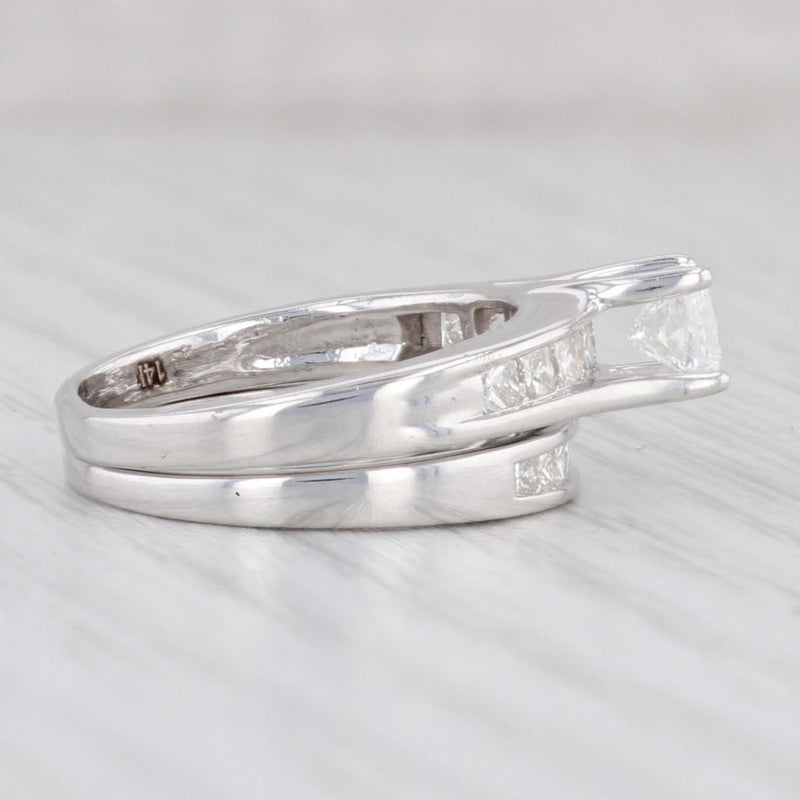 1.21ctw Princess Diamond Engagement Ring Wedding Band Bridal Set 14k White Gold