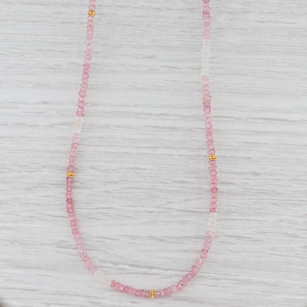 Light Gray New Nina Nguyen Long Harmony Pink Topaz Bead Necklace Sterling Gold Vermeil