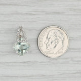 Light Gray New Green Amethyst Diamond Flower Drop Pendant 14k White Gold Prasiolite