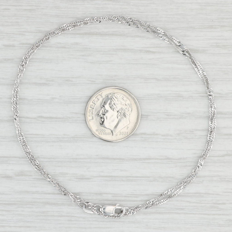 Light Gray 15.5" Singapore Chain Necklace 14k White Gold 1.4mm Italian