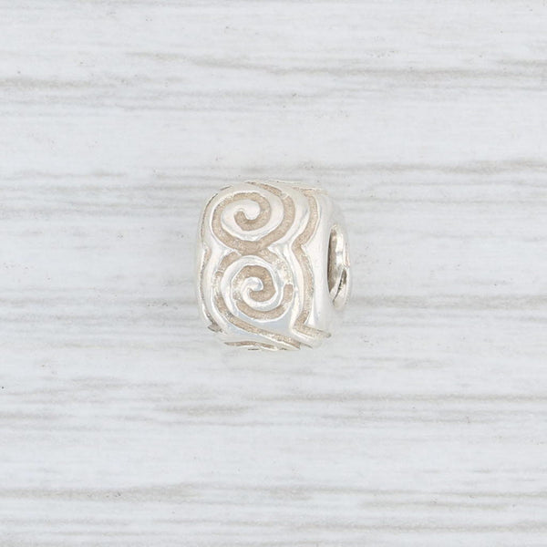 Light Gray Authentic Pandora Waves Large Swirls Charm 790228 Sterling Silver Retired Bead