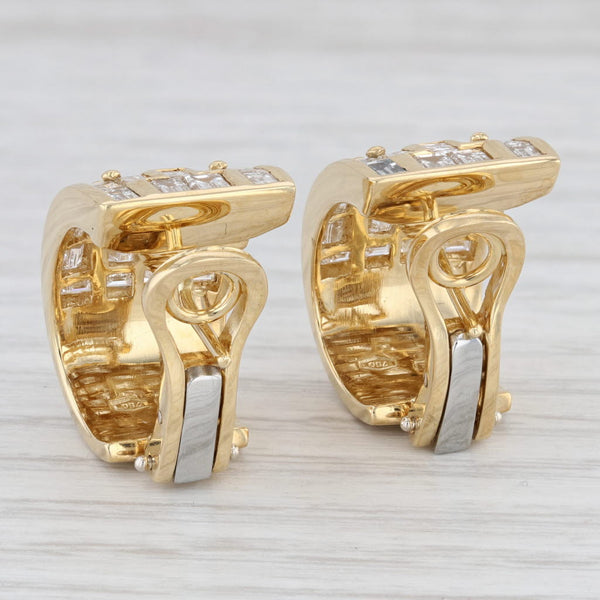 Light Gray 4.50ctw VS2 Diamond Journey J-Hook Earrings 18k Yellow Gold Pierced Omega Backs