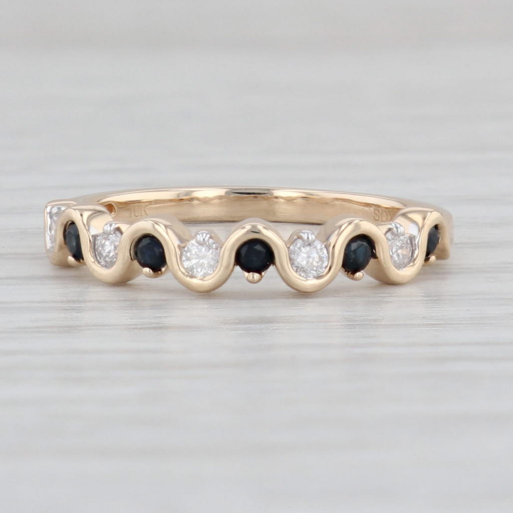 Light Gray New 0.30ctw Diamond Sapphire Stackable Band 10k Yellow Gold Size 7 Wedding Ring