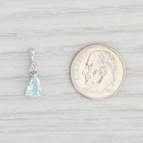 Light Gray 0.65ct Pear Aquamarine Teardrop Pendant 10k White Gold Diamond Accent