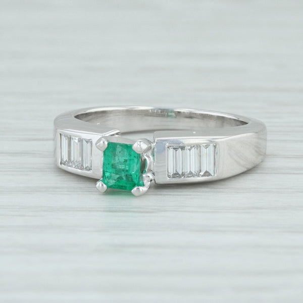 Light Gray 0.81ctw Jabel Emerald Diamond Engagement Ring 18k White Gold Size 6.5