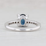 1.02ctw Blue Sapphire Diamond Ring 18k White Gold Size 5.5 Engagement
