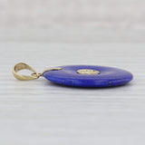 Light Gray Chinese Good Luck Blue Lapis Lazuli Hololith Pendant 14k Yellow Gold