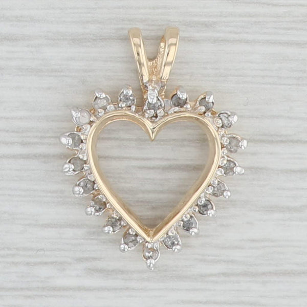Light Gray Diamond Open Heart Pendant 10k Yellow Gold April Birthstone